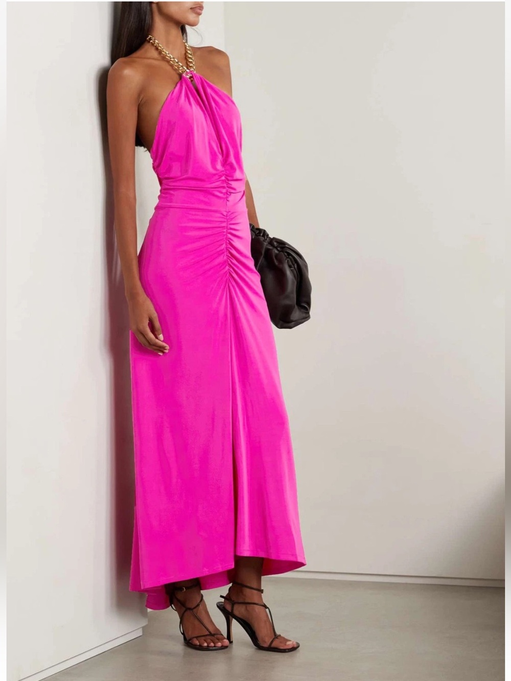 Veronica Beard Reze Maxi Ruched Dress in Hot Pink Sz S Barbiecore Wedding Guest